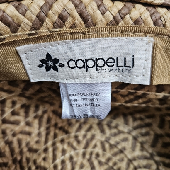 Cappelli Straworld Breona Straw Two Tone Hat Braided Straw and Shell Detail - Picture 7 of 7